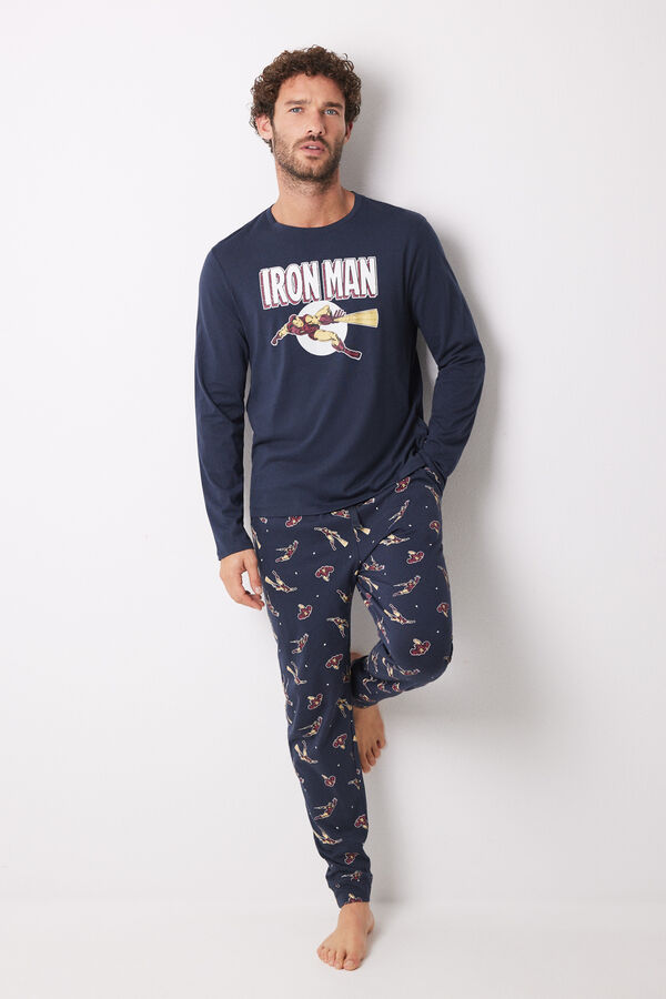 Women'secret Pijama largo hombre 100% algod&oacute;n "Iron Man" azul