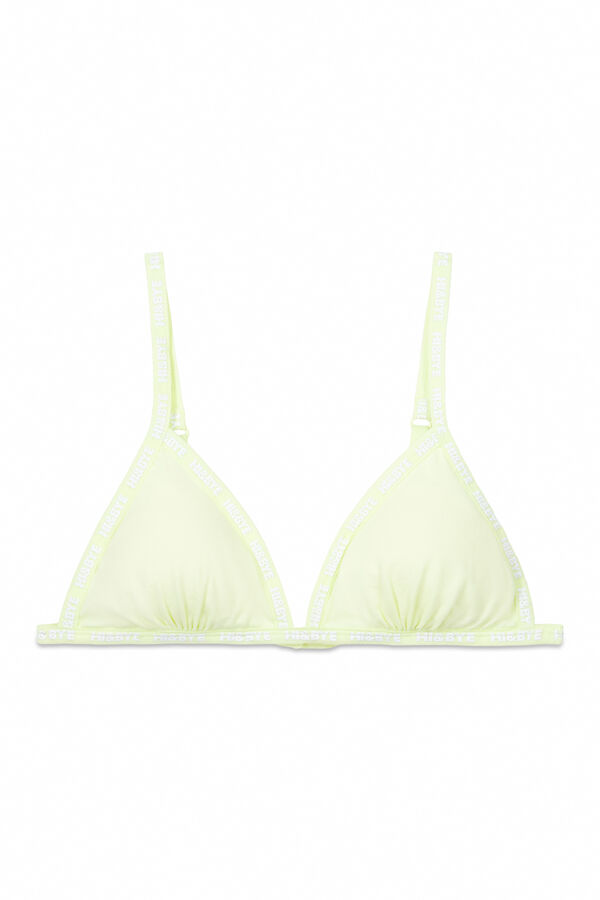 HI&BYE Sutiã triangular de algodão amarelo com copas removíveis estampado