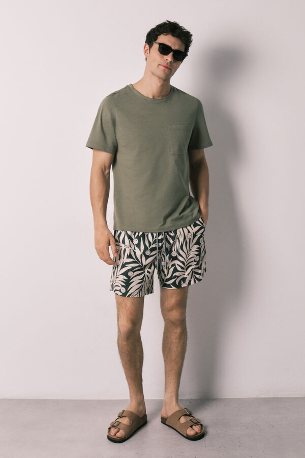 Women'secret Ba&ntilde;ador hombre estampado tropical SmileyWorld&reg; verde