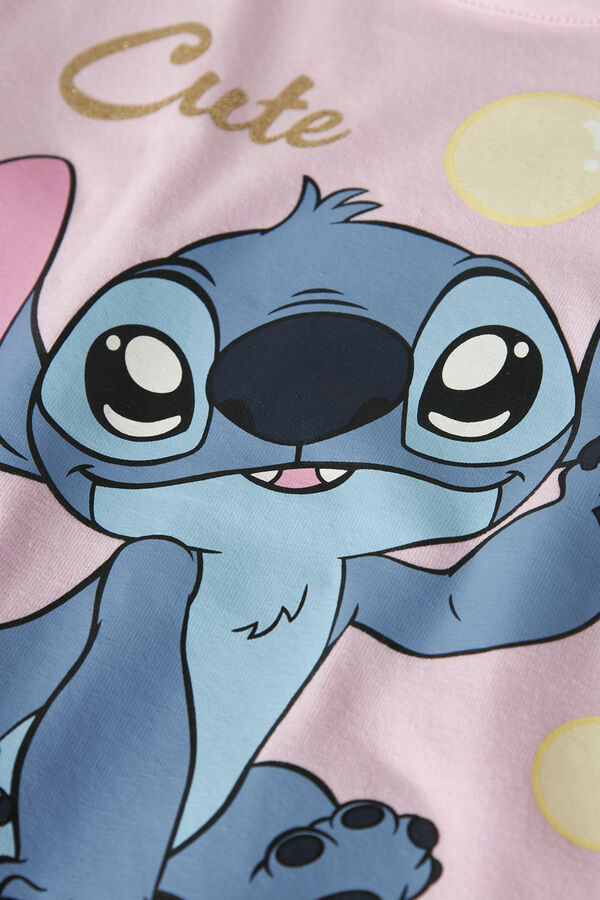 Name it T-shirt manga curta Stitch menina rosa