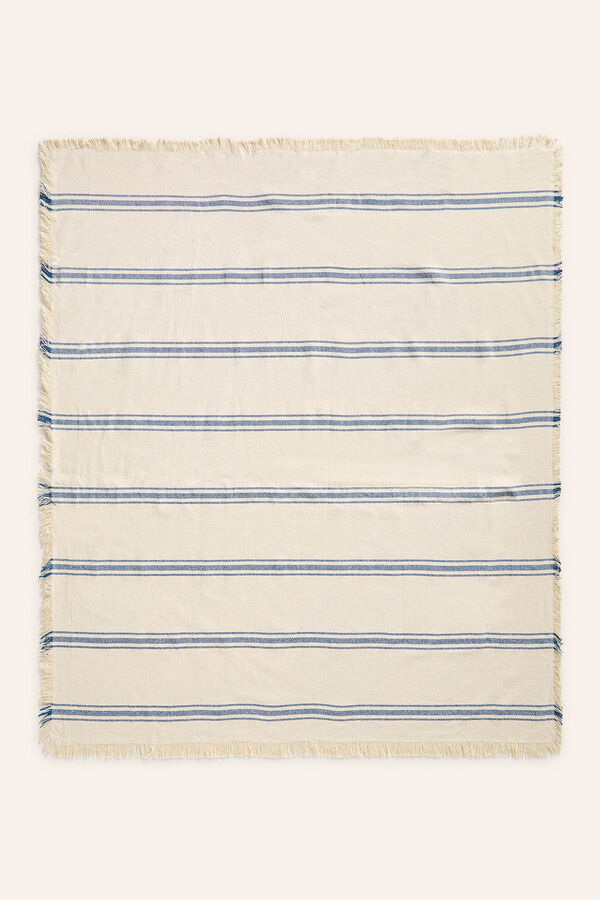 Calma House Toalha com risca tecida azul Bari azul