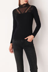 Cotonella Black long sleeve high neck preto