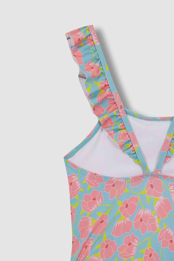 Gocco Ba&ntilde;ador Estampado Flores Azul Claro turquesa