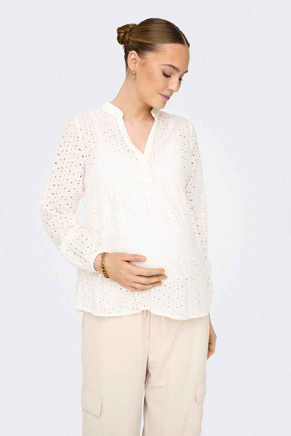 Only Maternity Blusa manga larga maternity blanco