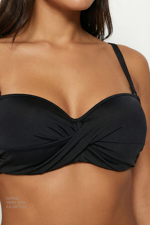 Penti Top de bikini bandeau efecto cruzado negro
