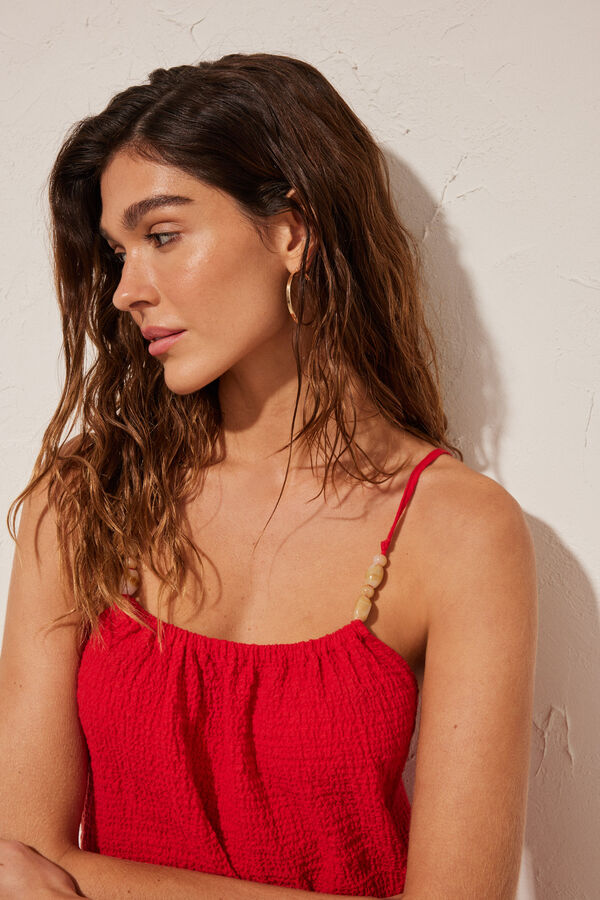 Women'secret Maxi vestido textura rojo rojo