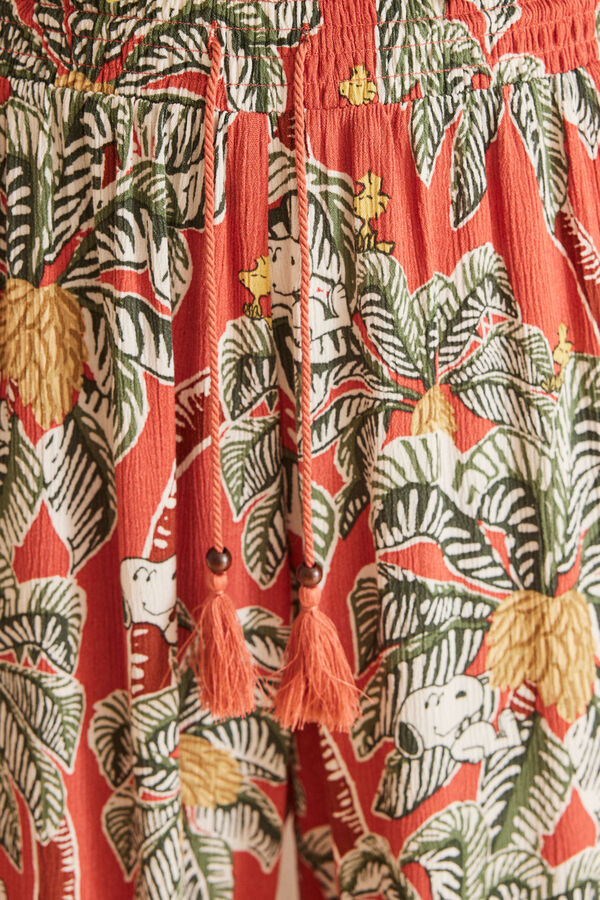 Women'secret Cal&ccedil;a comprida fluente tropical Snoopy estampado