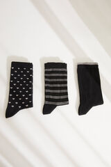 Womensecret Pack de 3 calcetines largos negro estampado negro