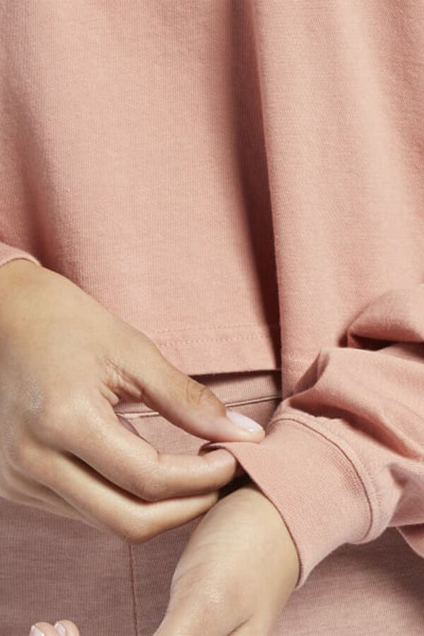 Reebok T-shirt em ALGOD&Atilde;O LONGSLEEVE rosa