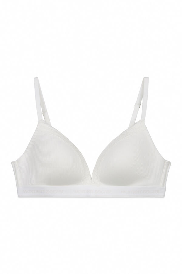 Women'secret Soutien triangular canelado em algod&atilde;o branco CHARMING branco