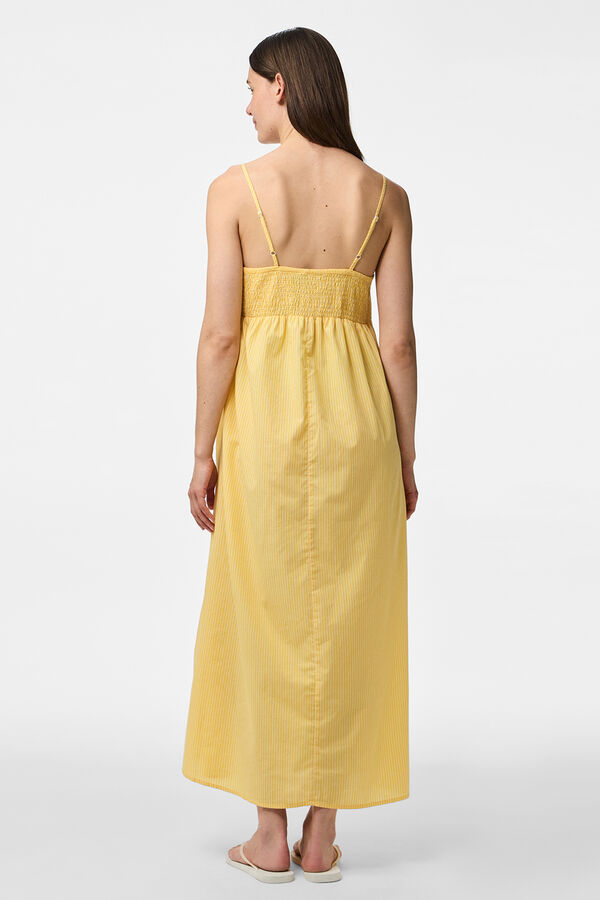 Pieces Vestido longo riscas amarelo