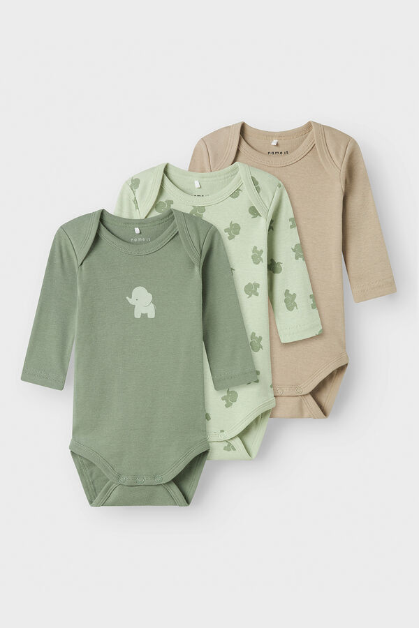 Name it Set de 3 bodies de bebe verde