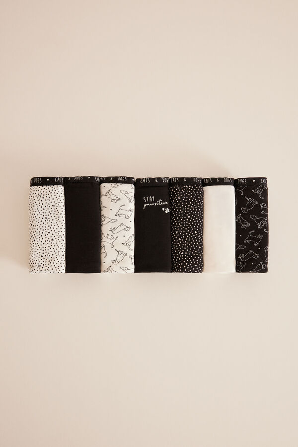 Women'secret Pack 7 bragas algod&oacute;n b&w negro