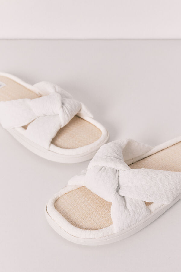 Women'secret Sandalias nudo y rafia blanco