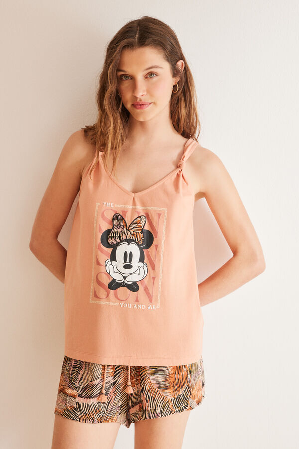 Women'secret Pijama corto 100% algod&oacute;n ocre Minnie naranja