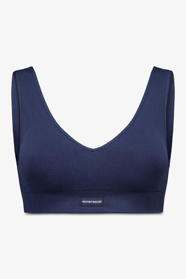 Women'secret LOVELY top azul escuro canelado sem costura azul