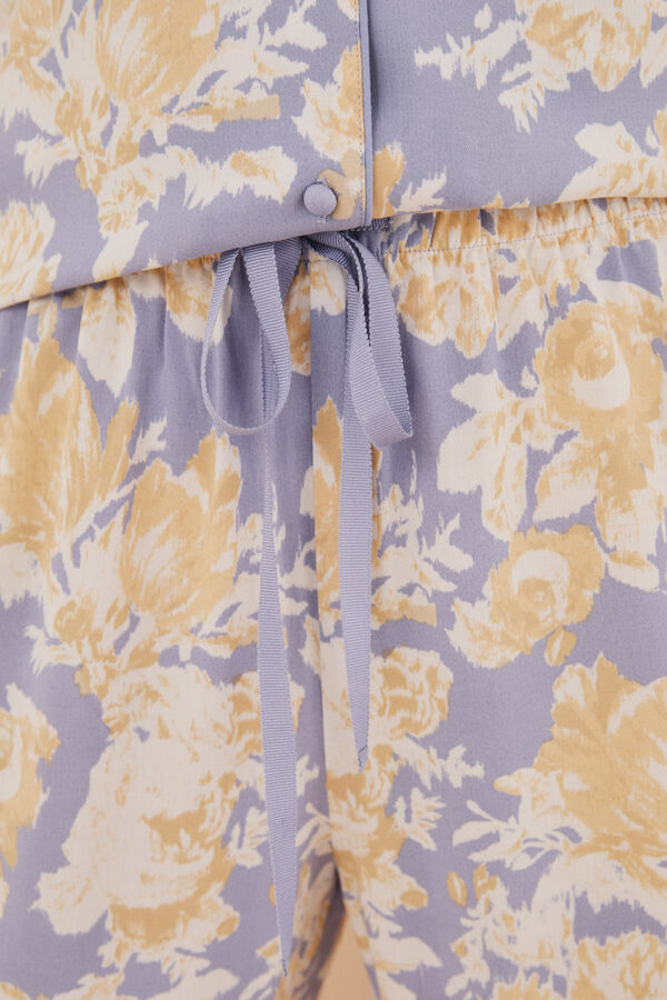 Women'secret Pijama camisero largo flores lila estampado