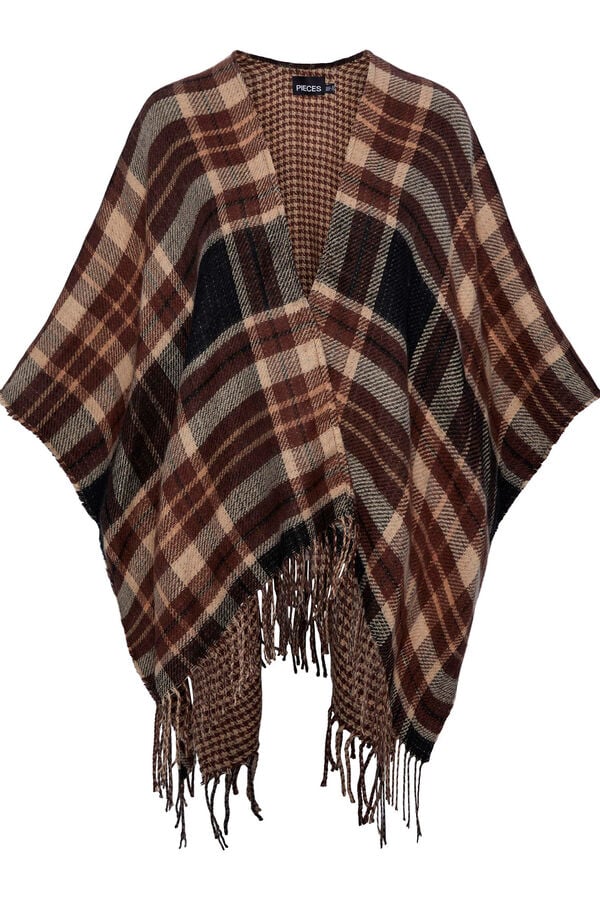 Abrigo Efecto Abrigo Cuadros Flecos Chaquetas De Entretiempo Boho