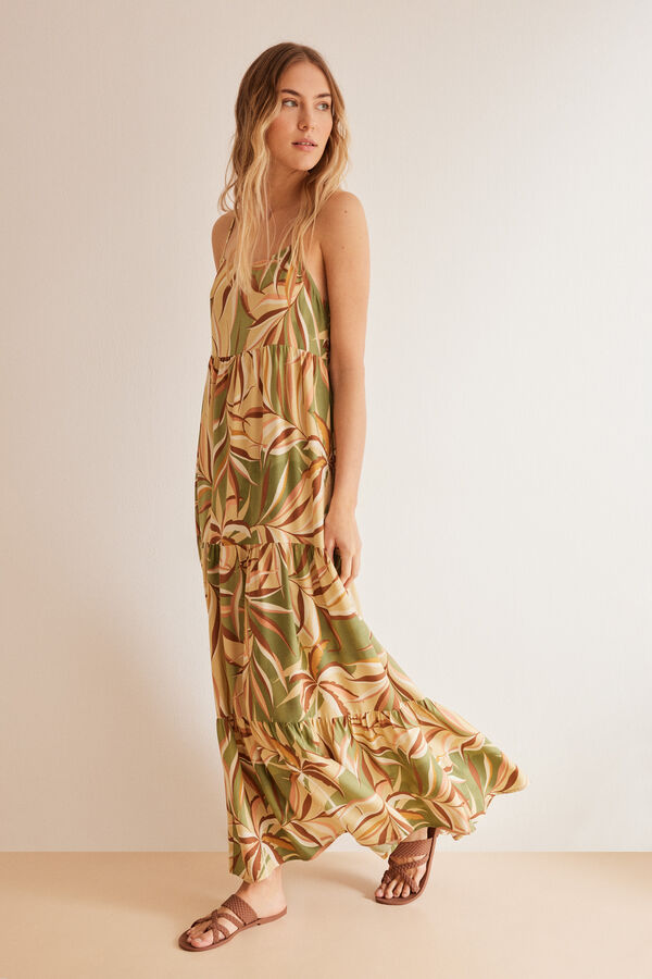 Women'secret Vestido comprimento viscose tropical estampado