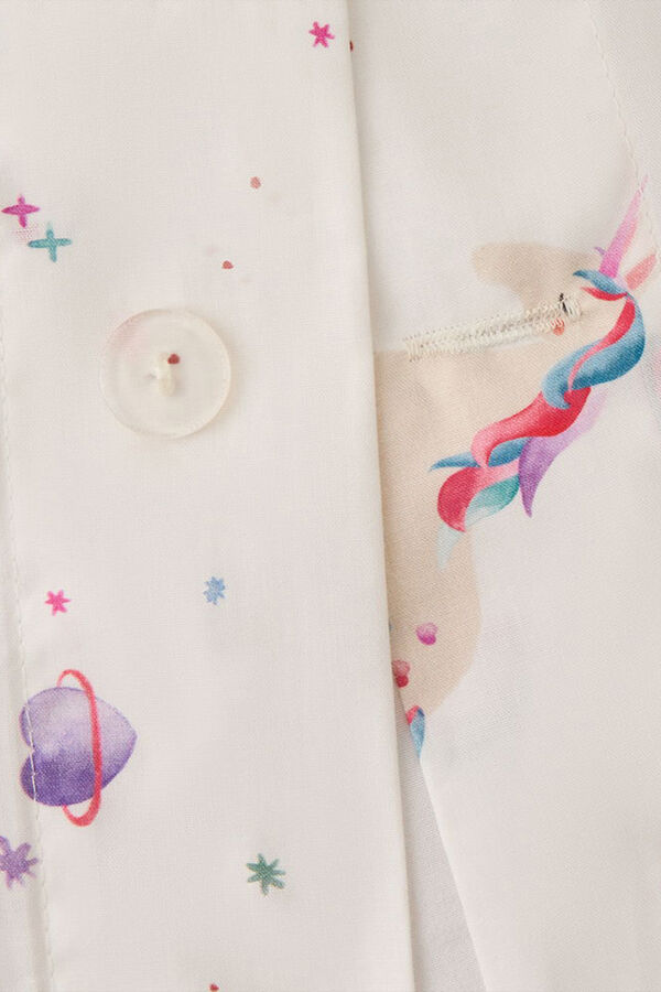 Textura Funda n&oacute;rdica algod&oacute;n unicornios blanco