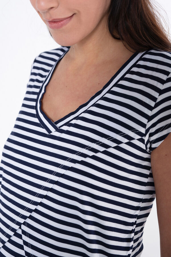 Ohma! Camiseta lactancia cruzada de rayas blanco