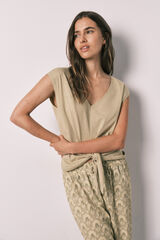 Women'secret Pijama largo algod&oacute;n nudo kaki