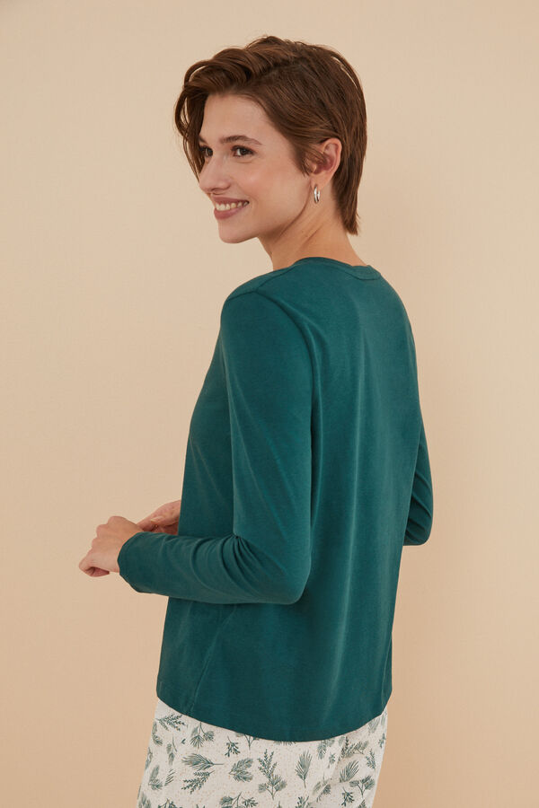 Women'secret Camiseta manga larga 100% algod&oacute;n verde verde