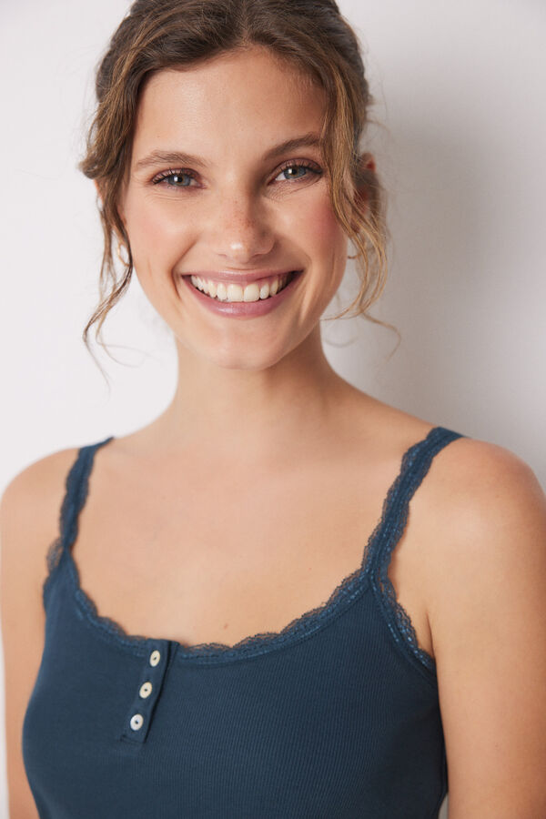 Women'secret Camiseta tirantes canal&eacute; algod&oacute;n verde verde