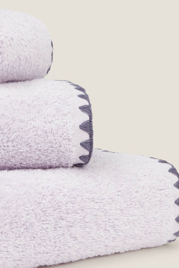 Textura Toalla ba&ntilde;o pespunte decorativo morado/lila