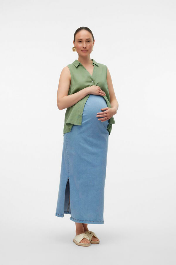 Mamalicious Falda larga denim maternity  azul