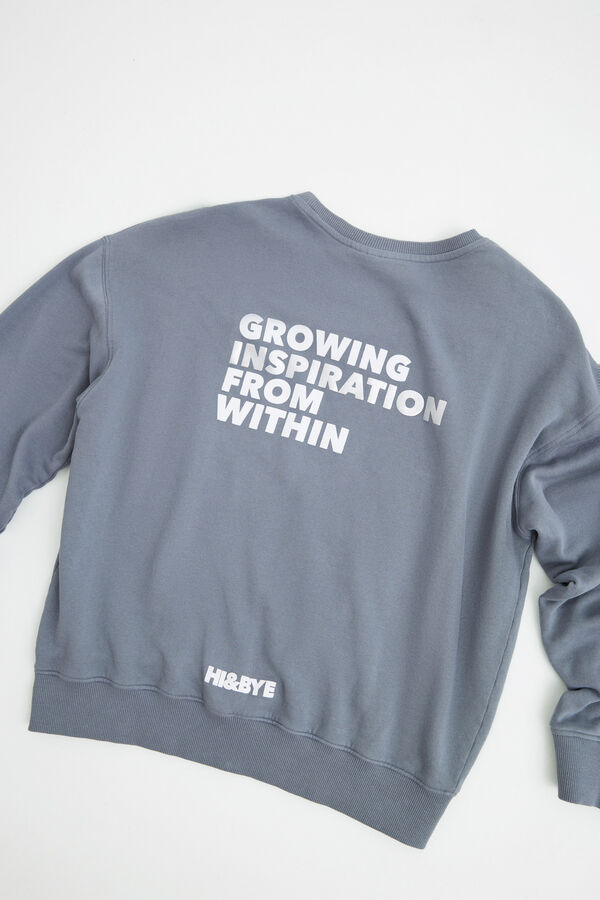 HI&BYE Sweatshirt com logo cinza cinzento
