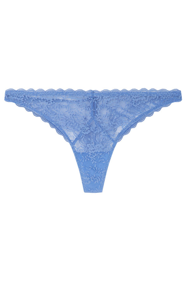 Women'secret Tanga encaje azul azul