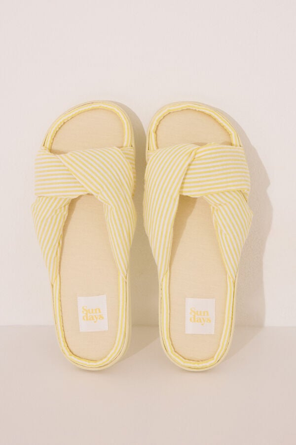 Women'secret Zapatillas casa seersucker amarillo amarillo
