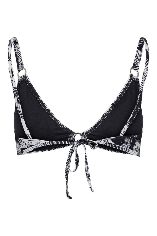 Pieces Top de bikini estampado con detalle aro en el escote gris