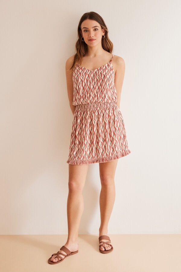 Women'secret Vestido curto estampado &eacute;tnico rosa