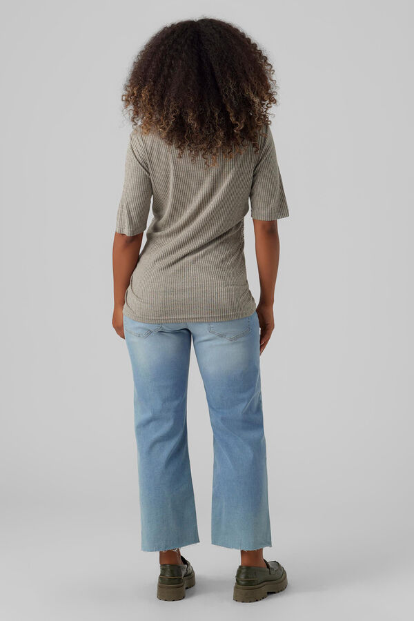 Mamalicious Top de manga corta y cuello redondo doble funcion  gris