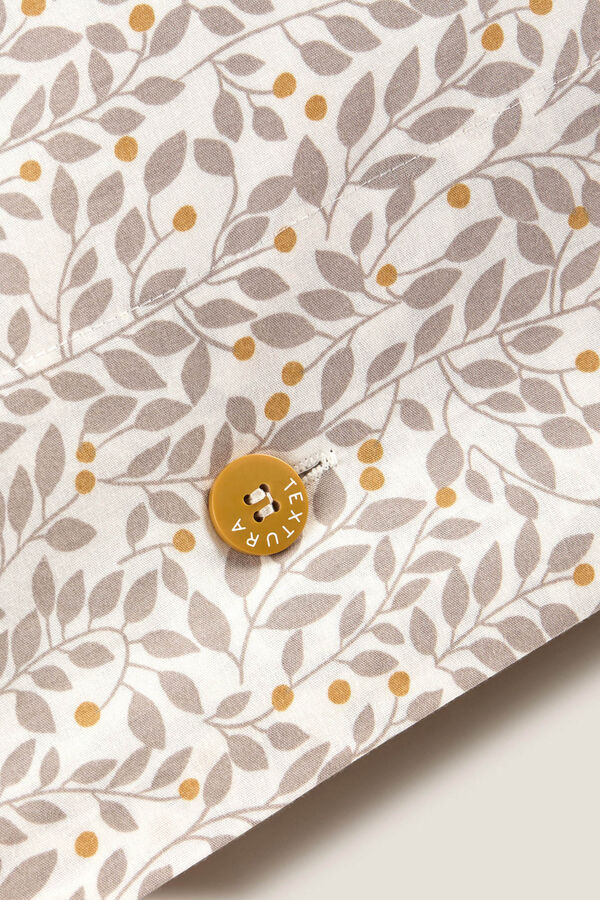 Textura Funda almohada algod&oacute;n sostenible hojas amarillo
