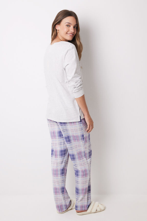 Women'secret Pijama largo 100% algod&oacute;n Snoopy cuadros gris