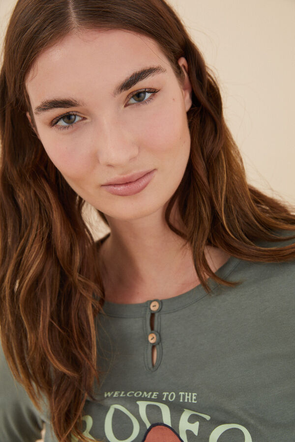 Women'secret Pijama 100% algod&oacute;n Snoopy verde verde