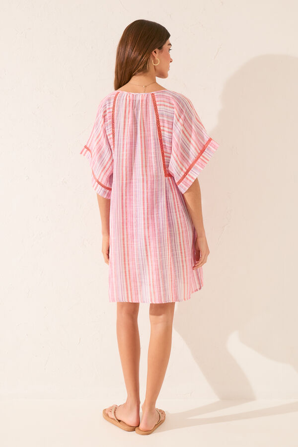 Women'secret T&uacute;nica curta de tecido estampado com riscas estampado