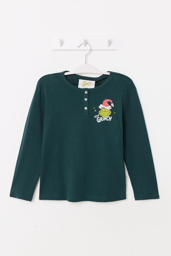 Women'secret Pijama infantil 100% algod&oacute;n cuadros Grinch verde