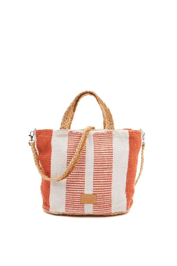 Abbacino Cesta pequena de ráfia riscas vermelho