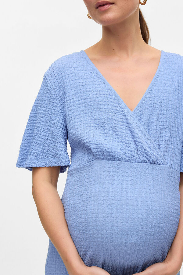 Mamalicious Vestido de maternity e amamentação de manga curta azul