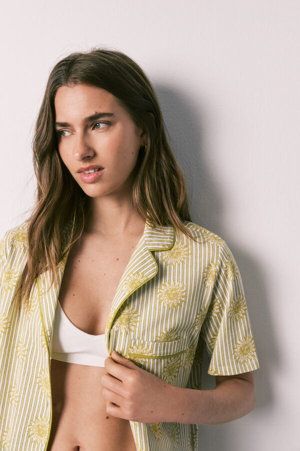 Women'secret Pijama camiseiro em algod&atilde;o verde verde