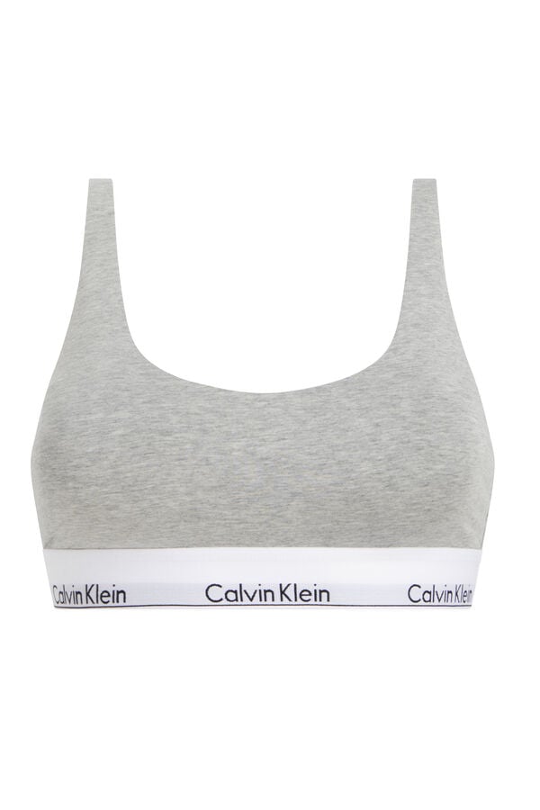 Calvin Klein Sutiã triangular com logo CK cinzento