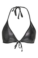 Only Top de biqu&iacute;ni triangular preto met&aacute;lico preto