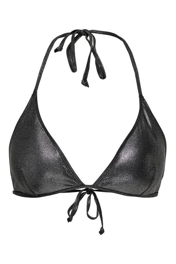 Only Top de biqu&iacute;ni triangular preto met&aacute;lico preto