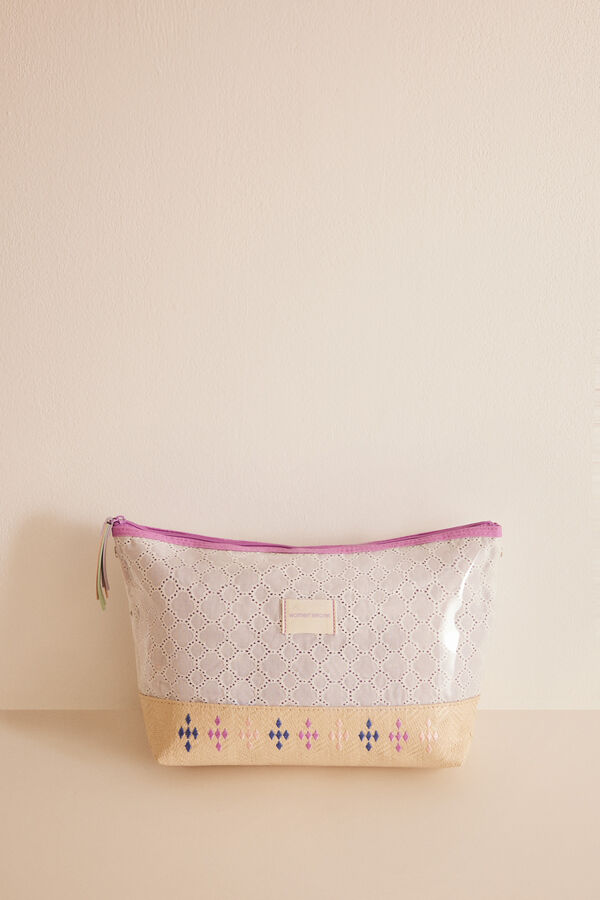 Women'secret Neceser mediano bordado suizo  kaki