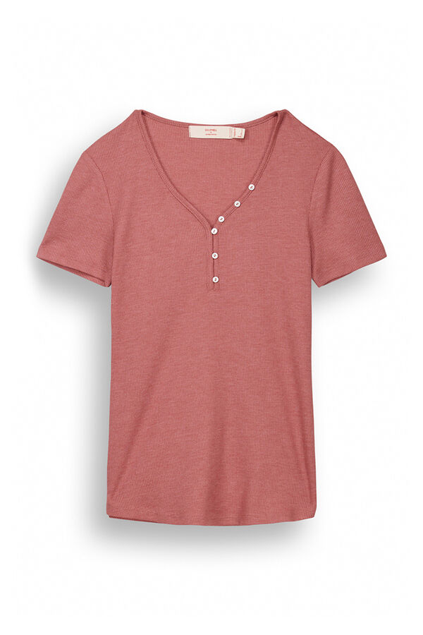 Women'secret Camiseta panadera manga corta granate burdeos