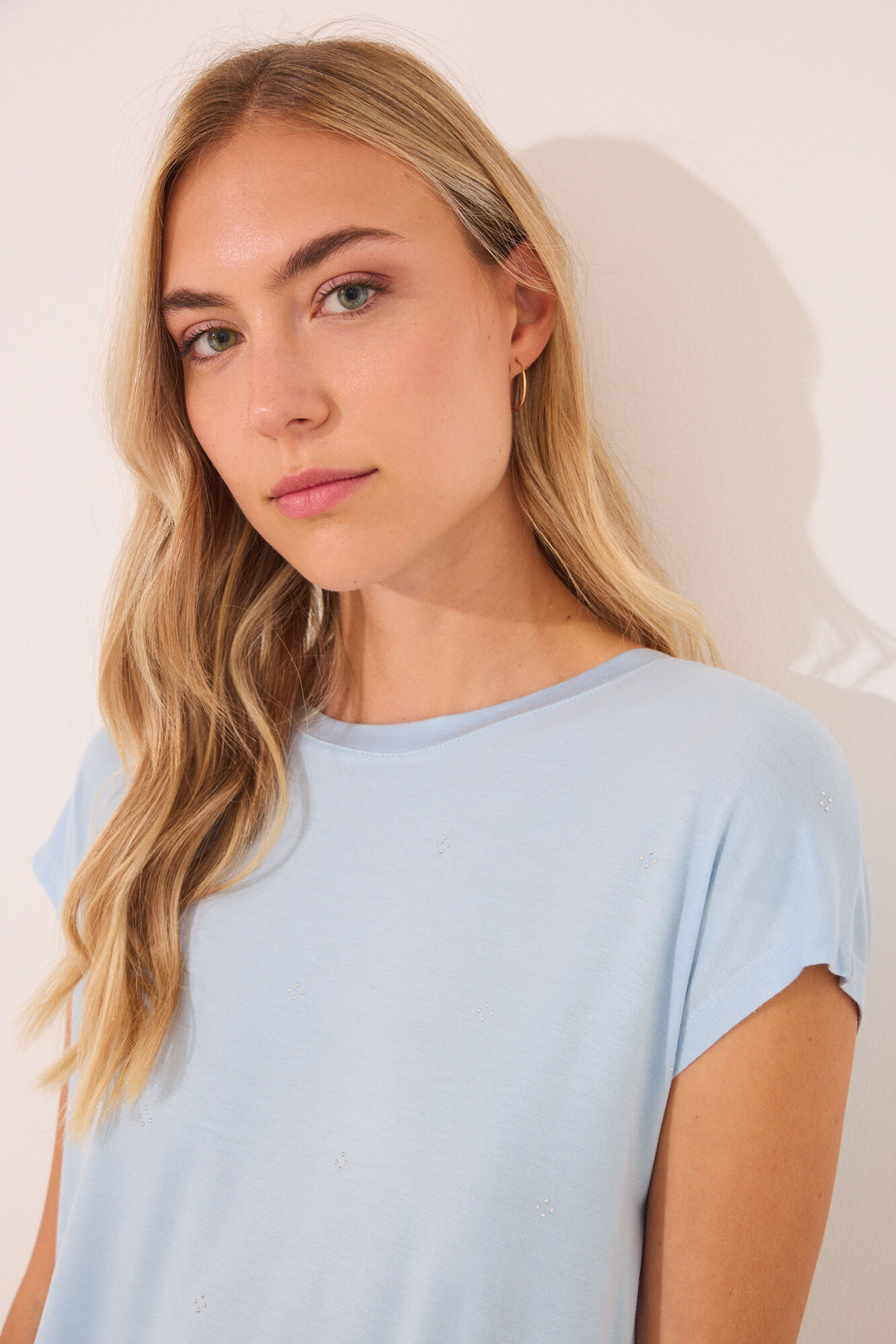 Women'secret Pijama Capri viscosa brillos azul